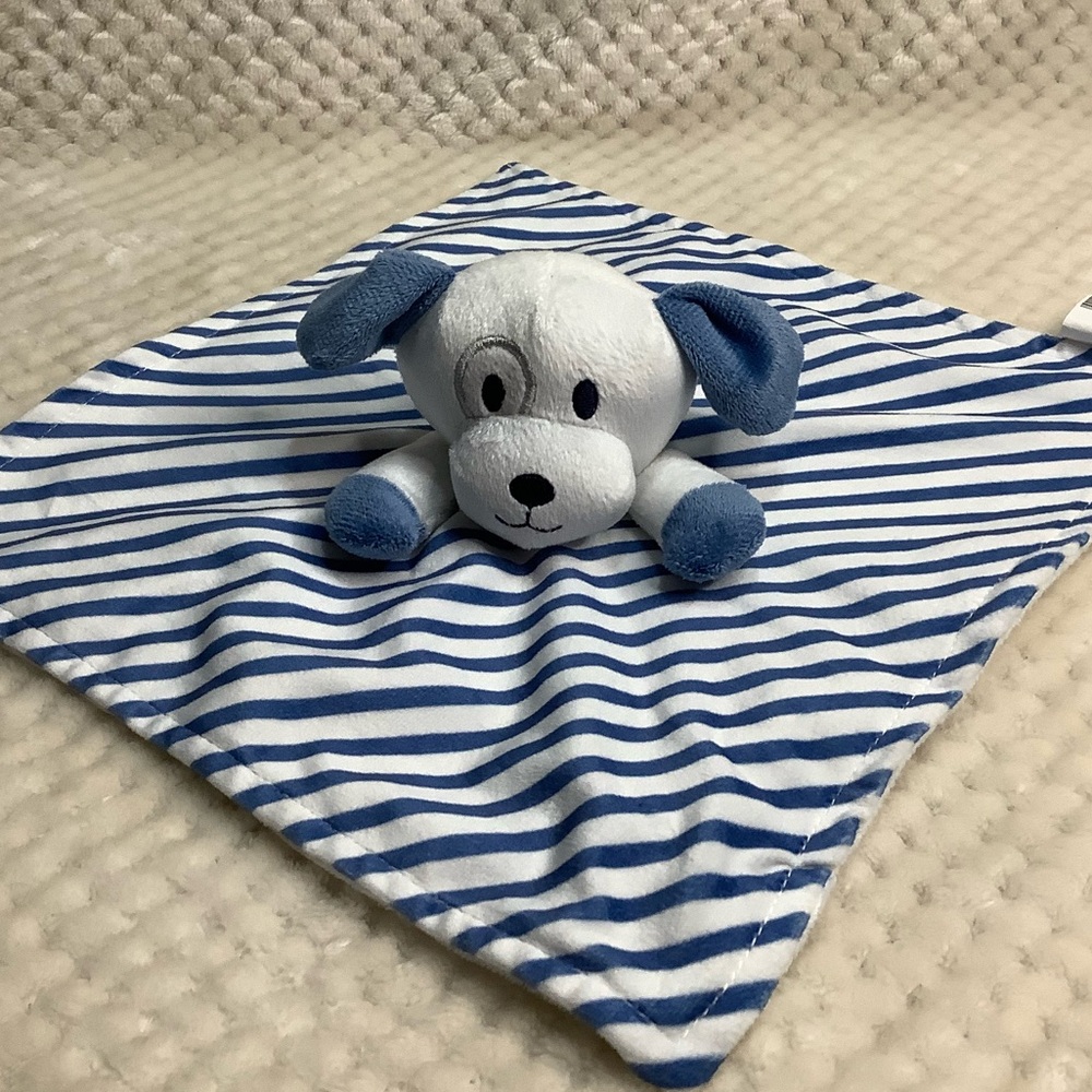 Kidgets Blue and White Striped Puppy Dog Lovey Travel Size Security Blanket #5